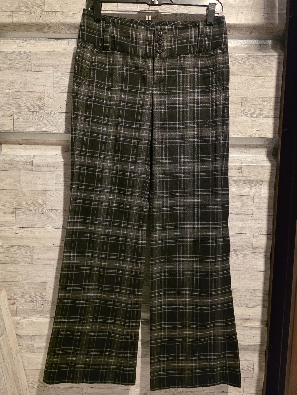 Candie's Olive Green Plaid Wide-Leg Pants